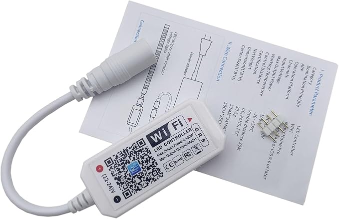 WiFi RGB Controller Magic Home APP Compatible with Alexa Google Home for DC12-24V RGB LED Strip Light Voice Dimmer (WiFi, RGB)