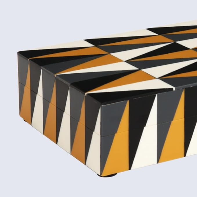 Handicrafts Home Large Decorative Storage Box with Lid, Coffee Table Storage Box, Decorative Remote Control Holder, Keepsake Storage Box for Living Room & Shelf Decor, Puzzle Guild 12 x 6 x 2