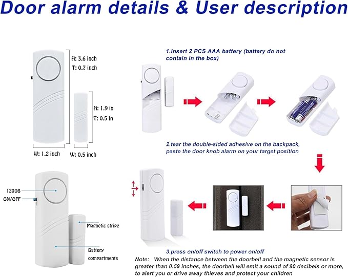 Door Window Alarm, 90DB Door Alarms for Kids Safety, Wireless Sensor Door Window Burglar Alarm-Window Pool Alarms for Home (20 Pack)