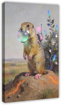 Framed Steampunk Mechanical Prairie Dog Wall Art - Retro-Futuristic Wilderness Poster for Living Room Game Room Decor 24x36inch(60x90cm)
