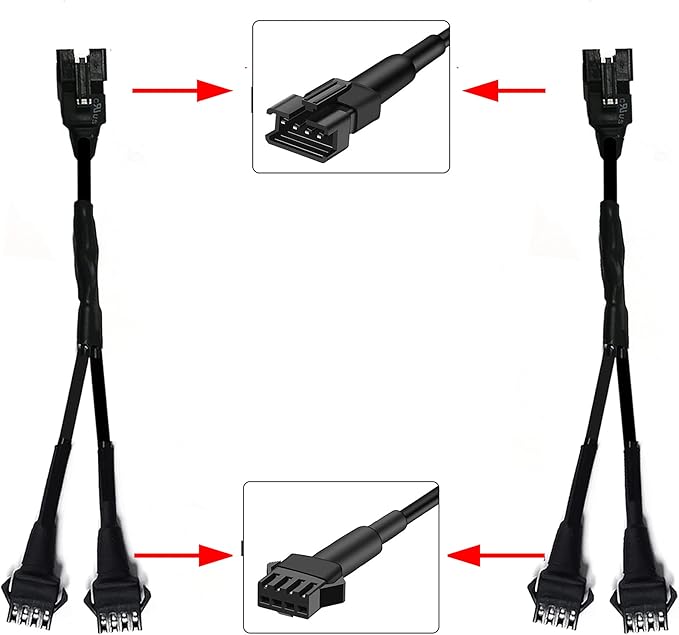 4pcs 60in RGB Extension Cords with 2pcs 2-Way Splitters Waterproof Extension Wire Cord Set for RGB Multi-Color Neon Accent Motorcycle LED Strips Rock Light Kits ATV Car Lights