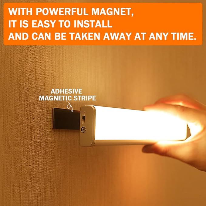6 Pack Motion Sensor Closet Lights, 10 LED Stick-on Anywhere Magnetic Portable Wireless LED Under Cabinet Lights, Rechargeable Battery Night Light Bar for Closet Kitchen Hallway Stair
