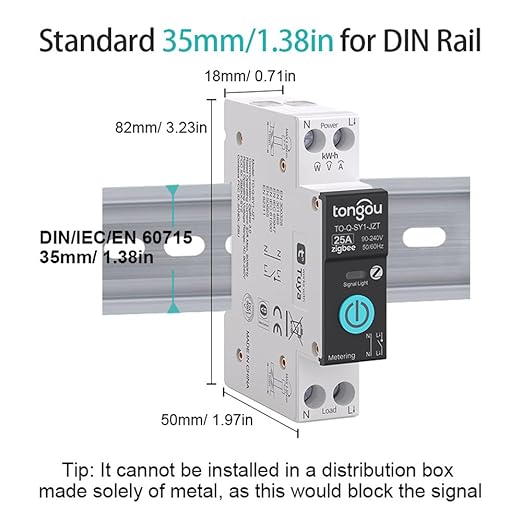 ZigBee DIY Smart Switch 25A| DIN Rail Switch| 1P+N 90-240VAC| Real-time Power Monitoring| Remote Control and Set Timer for Home Automation| Support Tuya/Smart Life| Voice Control| FCC Certified