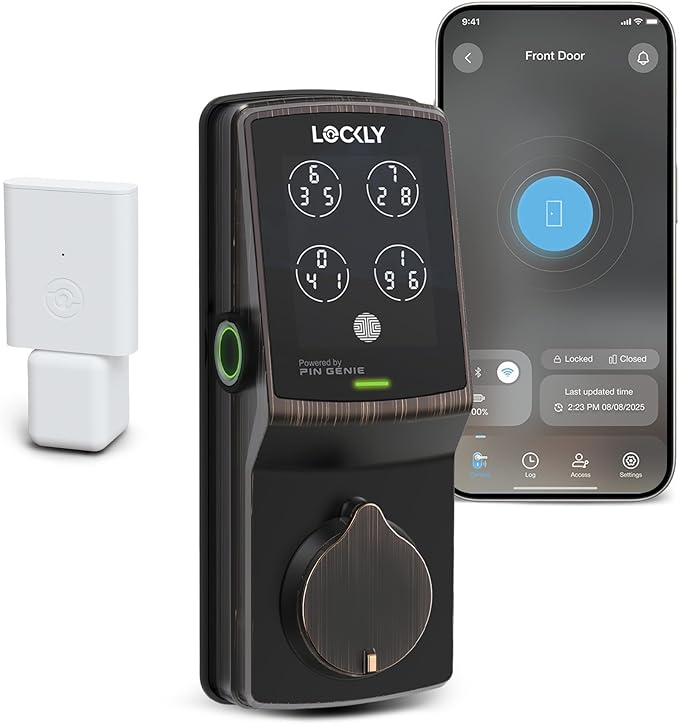 Lockly Secure Pro Wi-Fi Smart Door Lock, Keyless Entry with PIN Genie® Digital Keypad, 3D Biometric Fingerprint Sensor Front Door Lock Deadbolt, Voice Control & Auto Lock - Left Fingerprint Edition