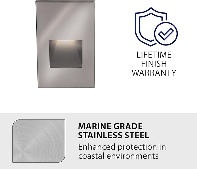 WAC Landscape Lighting, LEDme 120V LED Vertical Indoor and Outdoor Step and Wall Light 3000K Built-in LED in Stainless Steel