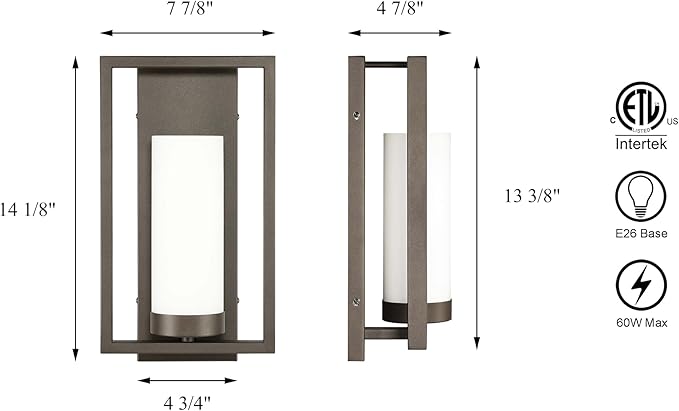 XiNBEi Lighting Sconces Wall Lighting, Modern Dark Bronze Wall Sconce with Glass Shade Indoor Bathroom Vanity Sconce Wall Light Fixture for Hallway Bedroom Corridor XB-W1143-GDB