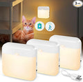 LED Motion Sensor Light - 3 Pack 2 Color USB Rechargeable With Dusk to Dawn Sensor, Stick-On Anywhere Magnetic for Bedroom Bathroom Under Cabinet Closet Wardrobe Stairway