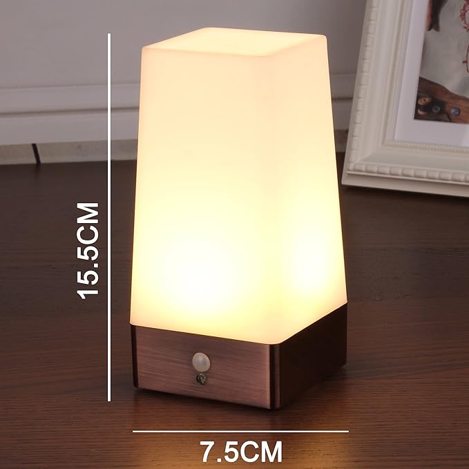 2pack Square Retro LED Night Light,Bedside Lamp with Wireless PIR LED Motion Sensor Night Light, Battery Powered Light for Living,Bedroom,Bathroom,Hallway,Kitchen…