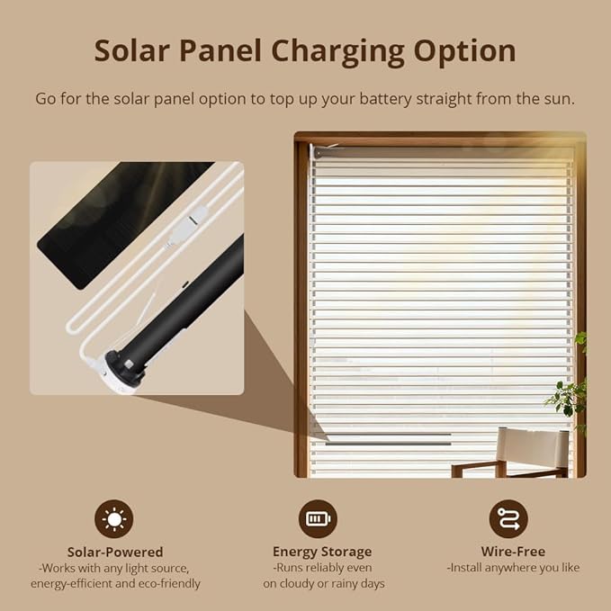 Blindsmart Rechargeable Tuya Zigbee Roller Blinds Motor for 38mm Tube, Motorized Window Shades Automatic Blinds Curtain Opener APP Control, Zigbee Hub Required (Only Motor)