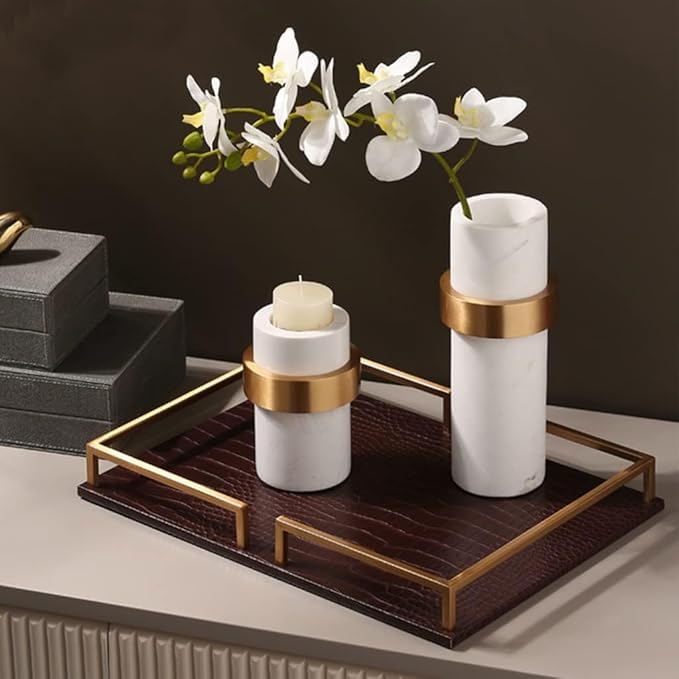 Premium Leather Organizer Tray - Multi-Purpose Storage for Keys, Wallets, Cell Phones | Elegant Coffee Table, Nightstand & Dresser Accessory