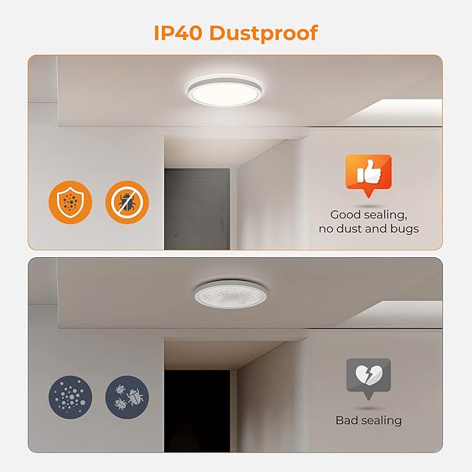 BLNAN 15.4 Inch LED Flush Mount Ceiling Light, 3000K-5000K 3 Color Selectable Ceiling Lights, 36W 3600LM Closet Light Fixture, Ceiling Lamp for Bedroom, Dining Room, Kitchen