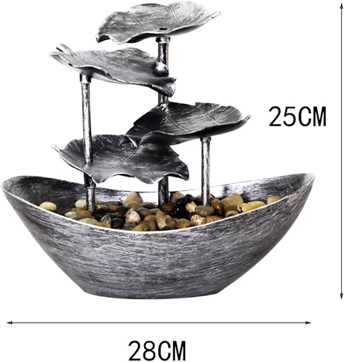Meditation Decor, Desktop Lotus Leaf Yuanbao Flowing Water Fountain Decoration Living Room Screen Porch Home Decoration, LED Atmosphere Night Light,Office Home Decoralth (E)