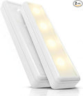 Brilliant Evolution Pack of 2 Wireless LED Stick on Lights Battery Operated Under Cabinet Lighting - 8.5 Inches Long - 65 Lumens Push Light for Kitchen, Closet, and Countertops