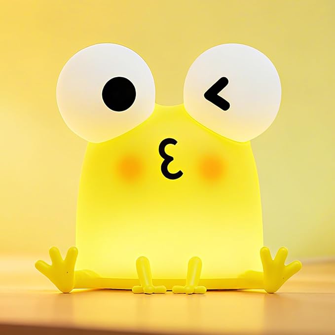 Frog Night Light for Kids, Cute Funny LED Squishy Animal Silicone Lamp, Dimmable/Timer Nursery Night Light for Baby, Rechargeable Touch Bedside Lamp,Kids Room Decor, Boys Girls Birthday Gift
