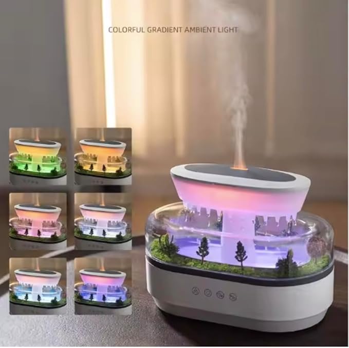 5 in 1 Diffuser Humidifier 250ml, Colorful Light, Raindrop & Natural White Noise, Mini Forest Landscape, Aromatherapy, Natural Sounds. Relaxing Nature Sounds & Sleep Sounds