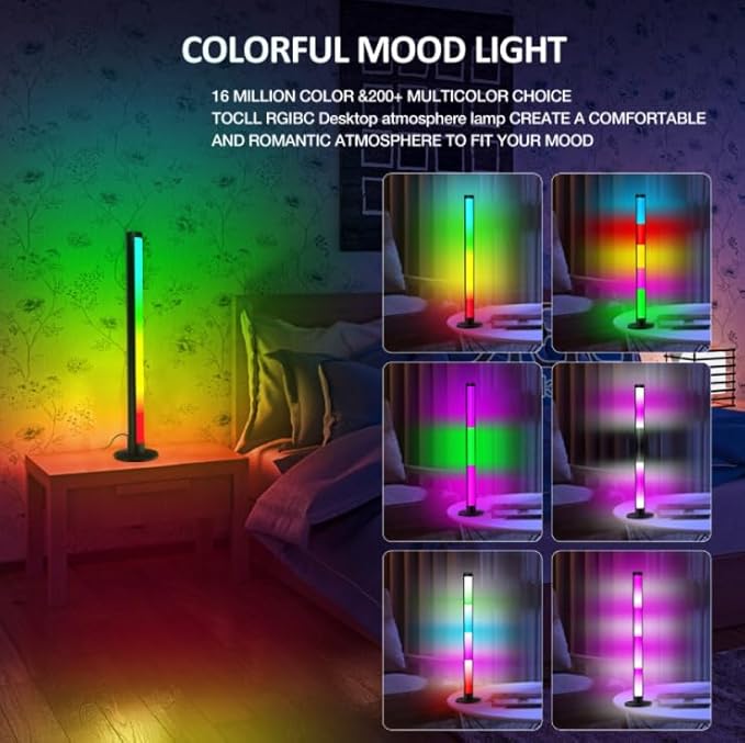 ThreeH Smart Light Bars Double LED Ambient Lighting Lamps APP and Remote Control USB Powered 16 Million RGB Colors Changing Timer Setting 42cm/16.5"