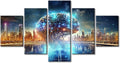 City Smart Brain Canvas Wall Art for Living Room Human Brain Energy Modern Painting Picture for Bedroom Office Artificial Intelligence Concept Home Wall Decorations Frame Wall Decor, (60"Wx32"H)