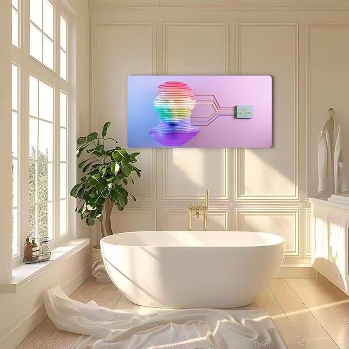 Wibinuki Wall Art Wall Decor Wall Paintings d sliced cyborg head made of Artificial Intelligence for Living Room Bedroom Bathroom Home Decor Can Be Hung Directly 20"x 40"