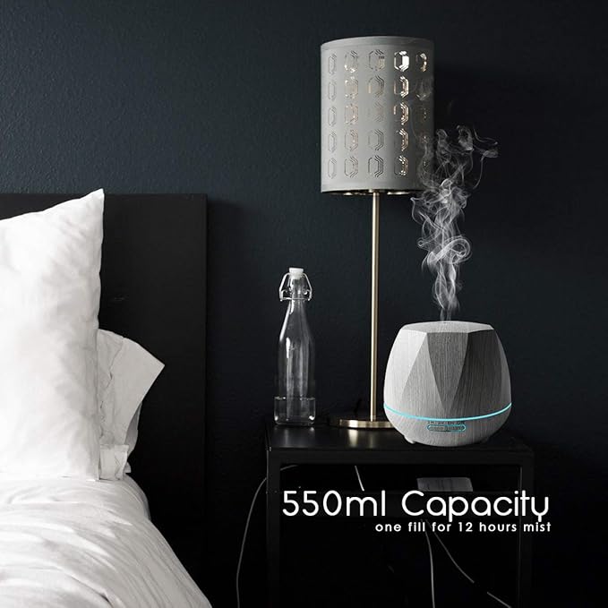 Aromatherapy Essential Oil Diffuser 550ml Ultrasonic Diffusers Cool Mist Air Humidifier with Remote Control 7 Colors LED Lights and Waterless Auto Shut-Off Timer for Home Bedroom Room Office