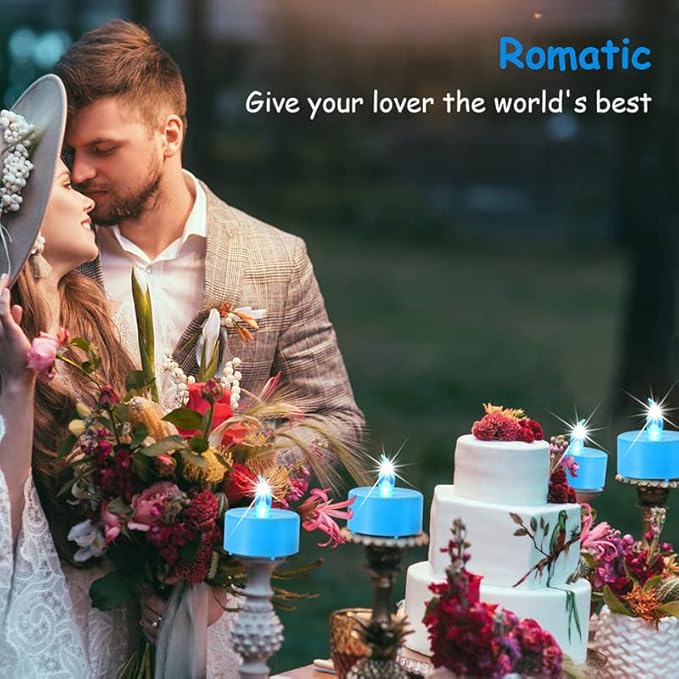 Tea Lights Flameless Battery Operated Candles-LED Flickering Votive Candle Long Lasting 200 Hours,100 Pack Realistic and Bright for Seasonal Festive Celebrations Decoration (Blue)