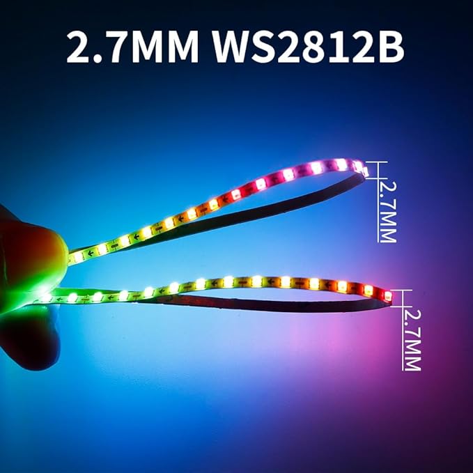 9.8FT WS2812B WS2812 2.7mm Ultra Narrow LED Strip,160LEDs/m Individually Addressable Dream Color Flexible Smart Light Tape for Bedroom,Kitchen,Stage,TV Backlight,DC5V