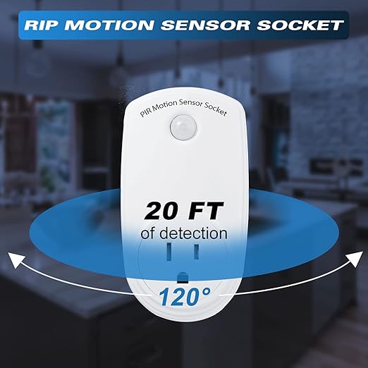 Macarrie 4 Pieces Motion Sensor Sockets Indoor Plug in Sensor Light Control Switch 120 Degrees Motion Activated Detector Plug Outlet for Corridor Garage Patio Aisle Room, 20ft Range, CE Listed