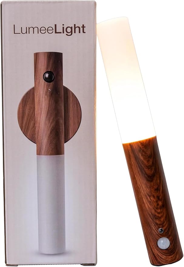 Motion Sensor Night Lights, Magnet Body Hallway Rechargeable LED Wireless Wall Sconces, Portable Decor Battery Powered Indoor Torch Lighting for Bedroom (Walnut)