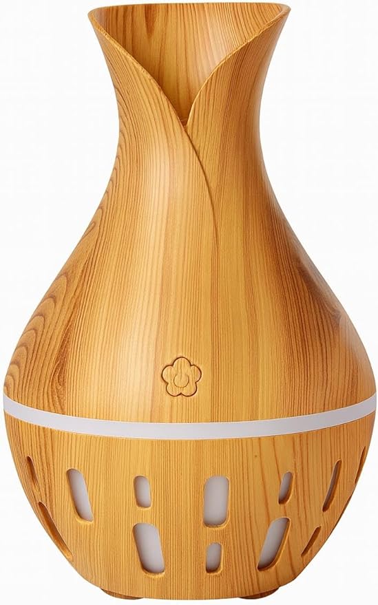 300ML Air Humidifier & Aroma Diffuser Home Fragrance Room Decor Essential Oil Diffuser Humidifiers for Bedroom Cool Mist 7 LED Light Car Air Freshener (Light Wood-2)