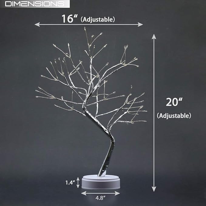 OTAVILEM LED Tabletop Bonsai Tree Light, Aesthetic Tree Lamps for Living Room, Cute Night Light, Battery/USB Operated, DIY Artificial Tree Lamp for Bedroom, Desktop,Christmas, Room Decor