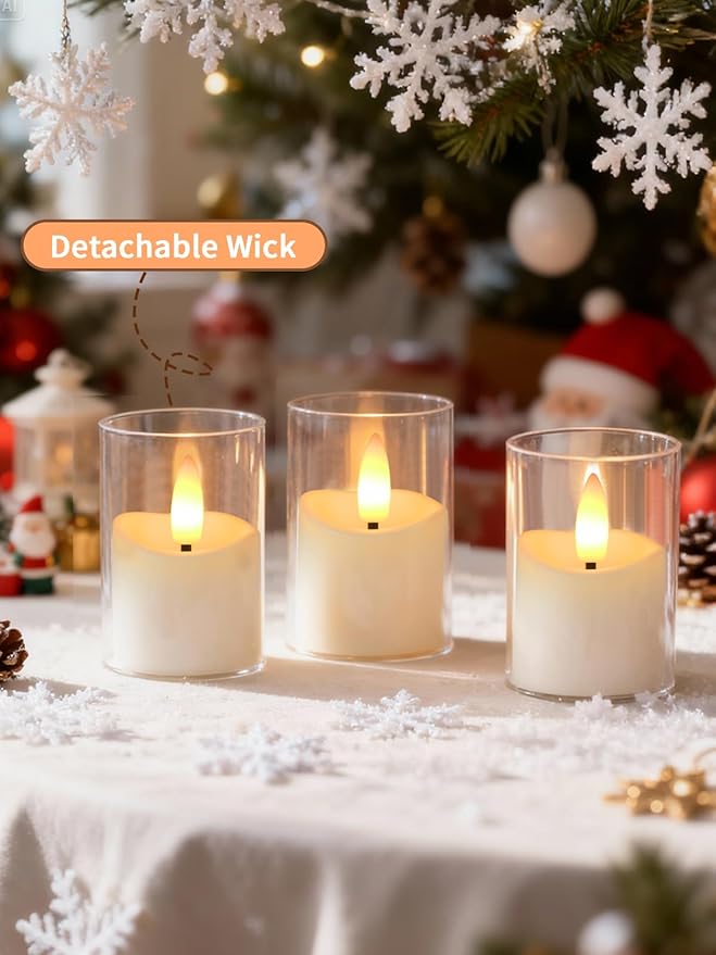 Rechargeable Flameless Tea Light Candles with Timer Remote, 1.7"x2.5" Acrylic Small Votive Electric LED Candles Battery Operated for Home Aniversary Wedding Holiday Decor (Pack of 6, White)