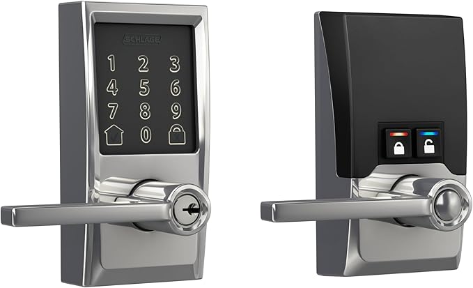 Schlage Encode Smart Wi-Fi Lock with Lever Handle, Touchscreen Keypad, Keyless Entry Door Lock, App Control, Alexa, Google Home and Airbnb Compatible, Bright Chrome, FE789WB CEN 625 LAT