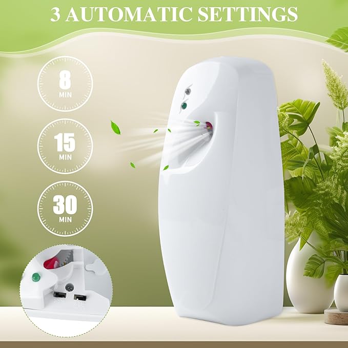 4 Pcs Automatic Air Freshener Dispenser, Wall-mounted Automatic Adjustable Fragrance Aerosol Sprayer for Bathroom, Hotel, Office and Public Area,White,Air Freshener Spray Refill not included