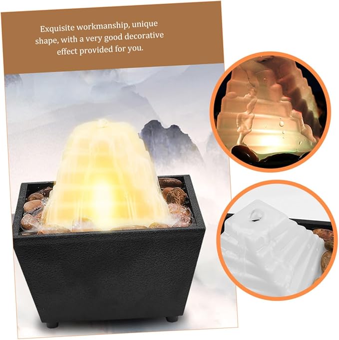 LIFKOME 1set Zen Room Decor Fountain for Desk Led Light Creative Water Feature Indoor Water Fountain Tabletop Relaxing Decor for Home Office