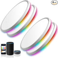 MELEGAN 4 Pack Smart Led Ceiling Light Flush Mount, 12 Inch 24W Ceiling Light Fixture Dimmable 2700K-6500K, RGB Ambient Light Fixture WiFi Compatible with Alexa Google Home for Bedroom Living Room