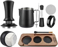 58mm Espresso Accessories 10 PCS - WDT Tool Kit， Coffee Tamper with Wood Espresso Tamping Station， Frothing Pitcher, Distributor, Stirrer, Dosing Funnel, Brush, Puck Screen， Latte Art Pen