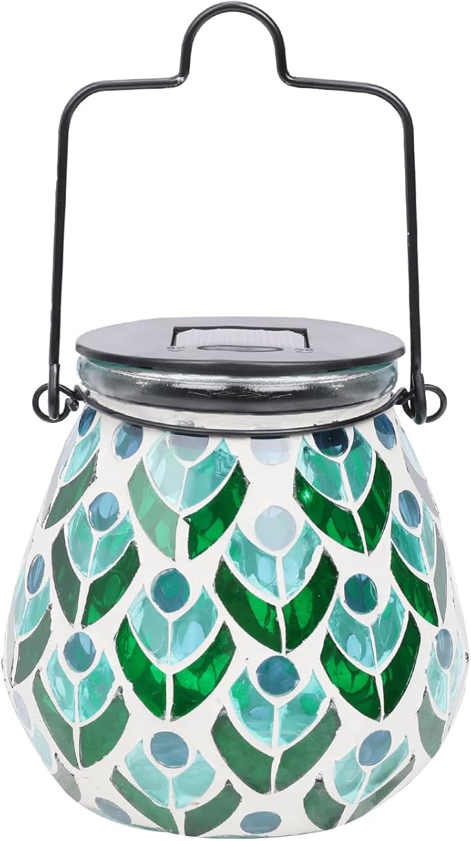 Bshine Mosaic Solar Lantern Outdoor Hanging Waterproof, Mosaic Light Indoor Decorative Table, Garden Decor for Yard Outside, Path, Pathway, Courtyard, Lawn,Light Up Christmas Decor Outdoor