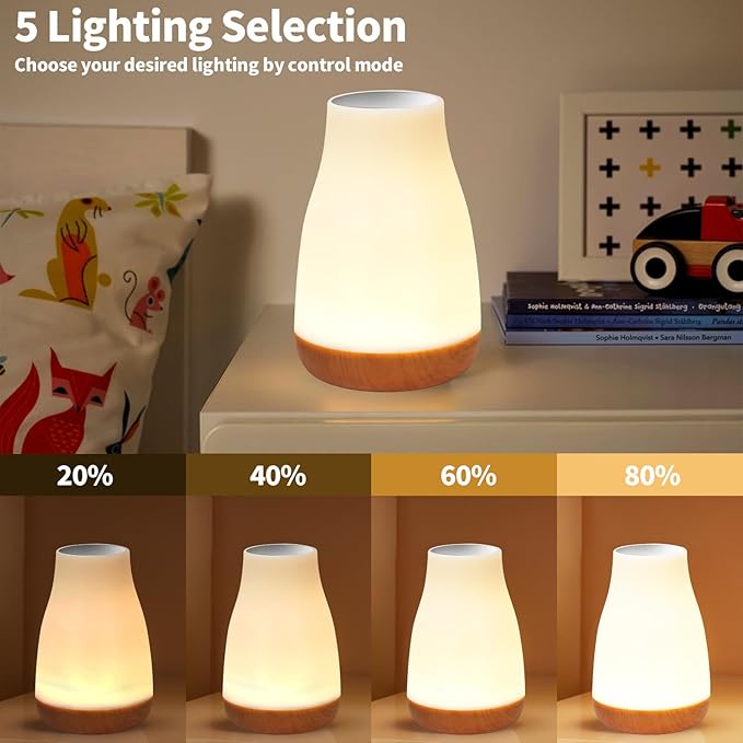 2 Pack Touch Night Light,13 RGB Colors & 5 Brightness, USB Rechargeable Desk Lamp, Night Light for Bedroom/Nursery/Bathroom/Hallway/Outdoor/Living Room