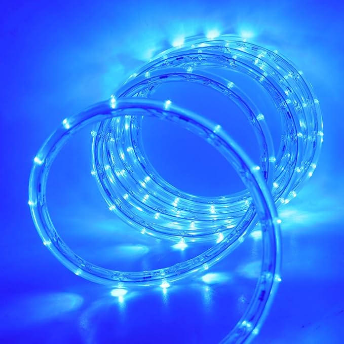 30ft 2-Wire Waterproof LED Rope Light Kit,110V-120V PVC 30 LED/M Tube Lights Strip for Background, Outdoor, Christmas, Home Decoration(Blue)