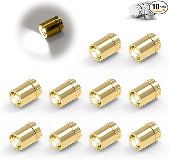 10 Pack Small Spotlight Battery Operated LED Lights, Warm White LED Wireless Miniature Spot Light for Artwork Painting,Jewelry Showcase Display,Closet,DIY Hand Craft (CoolWhite)