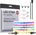 BTF-LIGHTING FCOB COB LED Strip WS2814 IC RGBW 3000K Flexible High Density Color Chasing Uniform Light 16.4FT DC24V 896LED/m 16IC/m 12mm Width for Home DIY Lighting Projects(No Adapter or Controller)