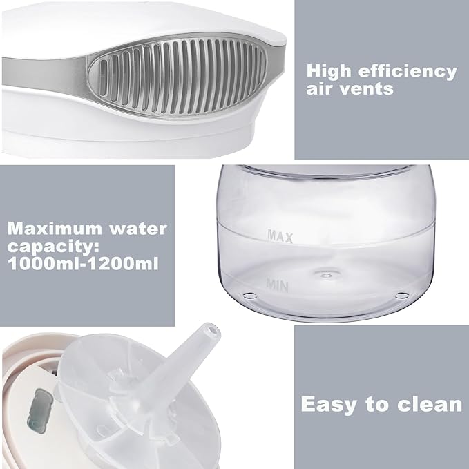 Water Air Purifiers for Home, Variable Speed Air Washer Aroma Diffuser, Quiet Rainbow Air Purifier with Water, Air Washer, Essential Oils Fresher With Night Light for Home, Bedroom, Grey