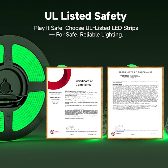 BTF-LIGHTING FCOB COB LED Strip Green Color 5mm Width UL Listed Super Narrow Flexible Uniform Light DC12V 16.4FT CRI 90+ Dimmable LED Ribbon for Bedroom Home Indoor Decor(No Adapter or Controller)
