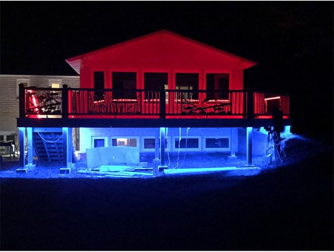 10FT 20FT 50FT 100FT 120FT 150FT 160FT 180FT 200FT 12V 60LEDs/M IP65 Waterproof RGB SMD 5050 LED Strip Light Flexible w/Music Sensed Controller & Power Supply (10)