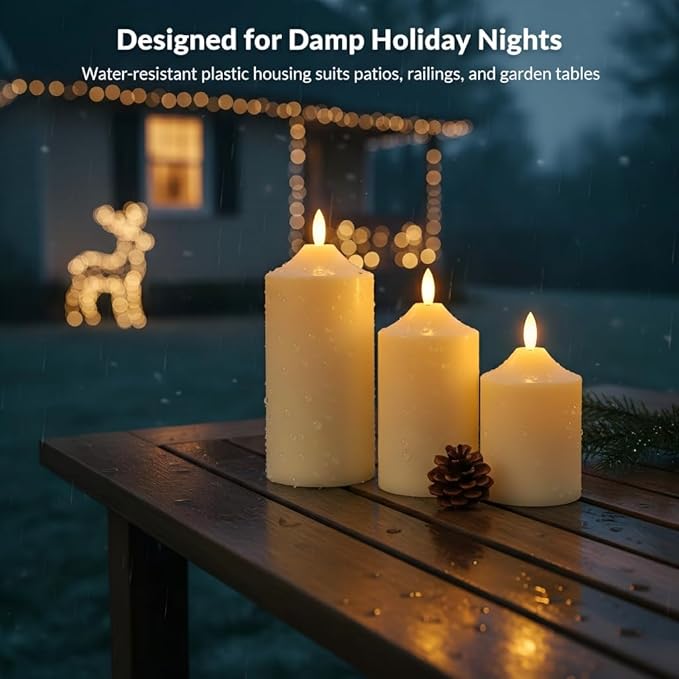 ANGELLOONG Battery Operated Candles with Timer, LED Flameless Candles Flickering with Remote, Fake Electric Pillar Candles for Holiday Party Wedding Home Decor, Dotted