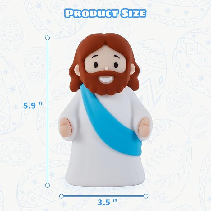 Little Jesus Night Light Mini Jesus Silicone Lamp Dimmable Nursery Nightlight for Kids Rechargeable Bedside Touch Lamp Perfect for Christmas, Easter and Baptism Gifts (Blue)