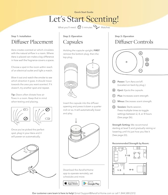 Aera Waterless Plug-in Essential Oil Diffuser for Large Rooms + Citrus Fragrance Capsule – Wi-Fi App & Alexa Control – Luxury Home Fragrance Scent Machine Starter Kit (Includes 1 Capsule)