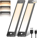 VST 72 LEDs Motion Sensor Lights Indoor 3 Color Temps, Dimmable Under Cabinet Lighting, 1800mAh Rechargeable Step Light, Cordless Night Light for Stair, Wardrobe, Kitchen 2 Pack