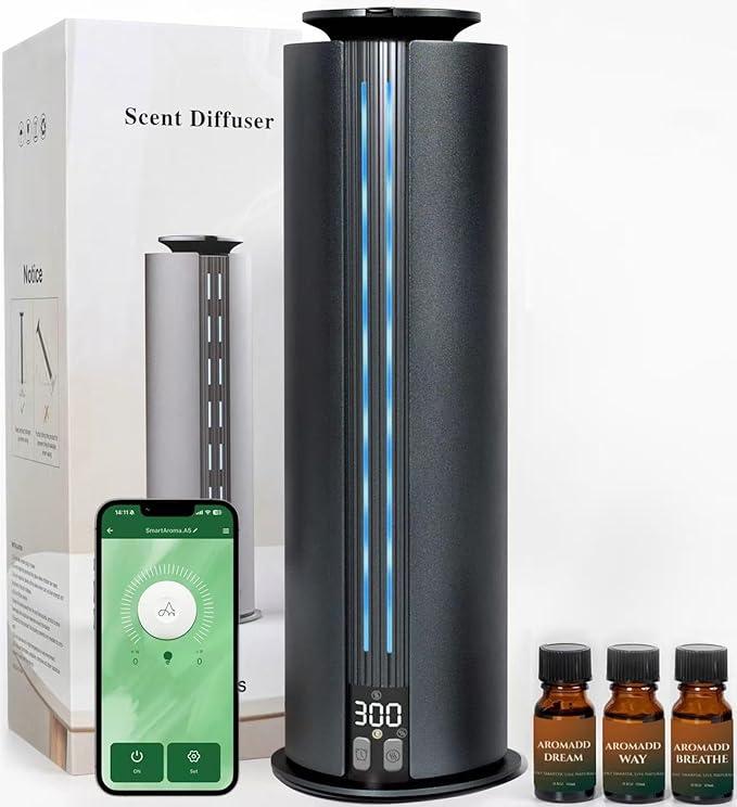 2026 Portable Waterless Diffuser, 1700 Sq Ft Hotel Collection Diffuser, 100ml Scent Air Machine for Home Cold Air Essential Oil Diffuser for Large Room Office, Quiet (Titanium Gray)