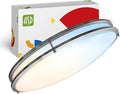 ASD LED 24" Oval Flush Mount Lighting, Close to Ceiling Light Fixture | 5CCT, Dimmable, ETL Listed | 38W 3289LM 2700-5000K 120V | Low Profile Double Ring Lamp | Nickel
