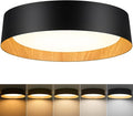 BrightHome 16in Flush Mount Ceiling Light, 3000LM 30W(300W Equiv), LED Ceiling Light Fixture 5CCT 2700K 3000K 4000K 5000K 6000K, Dimmable Ceiling Lamp for Bedroom Bathroom Hallway, Black and Wood